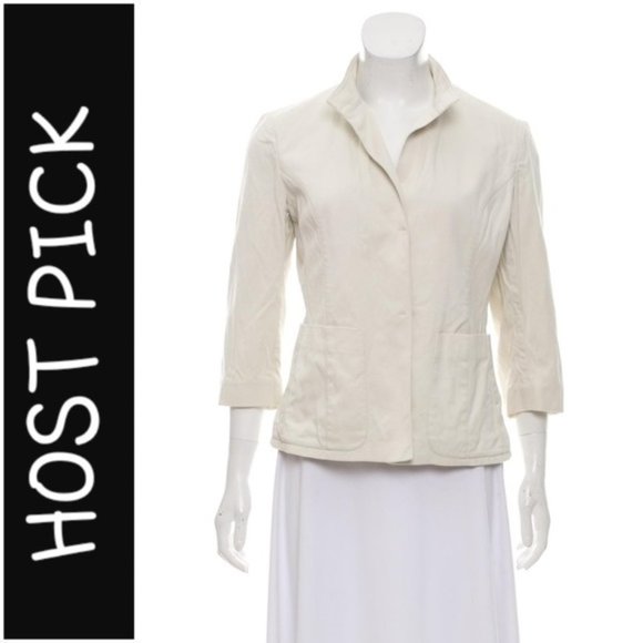 NARCISO RODRIGUEZ Designer Lightweight Neutral Light Beige Button-Up Jacket 44IT